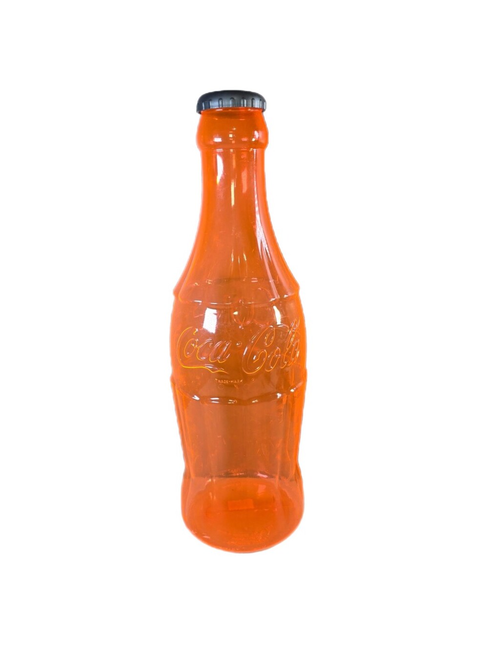 Large Coin Bank COCA-COLA 23in Plastic Coke Bottle Made in America Neon Orange